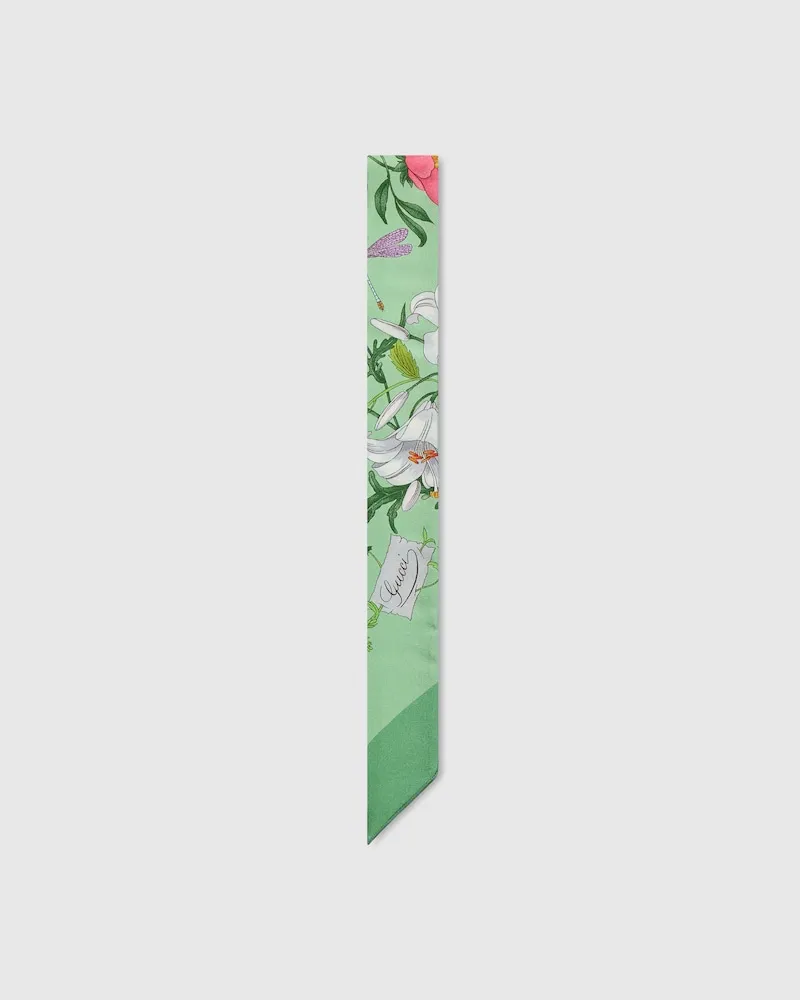 Gucci Band aus Seidentwill mit Print Grün