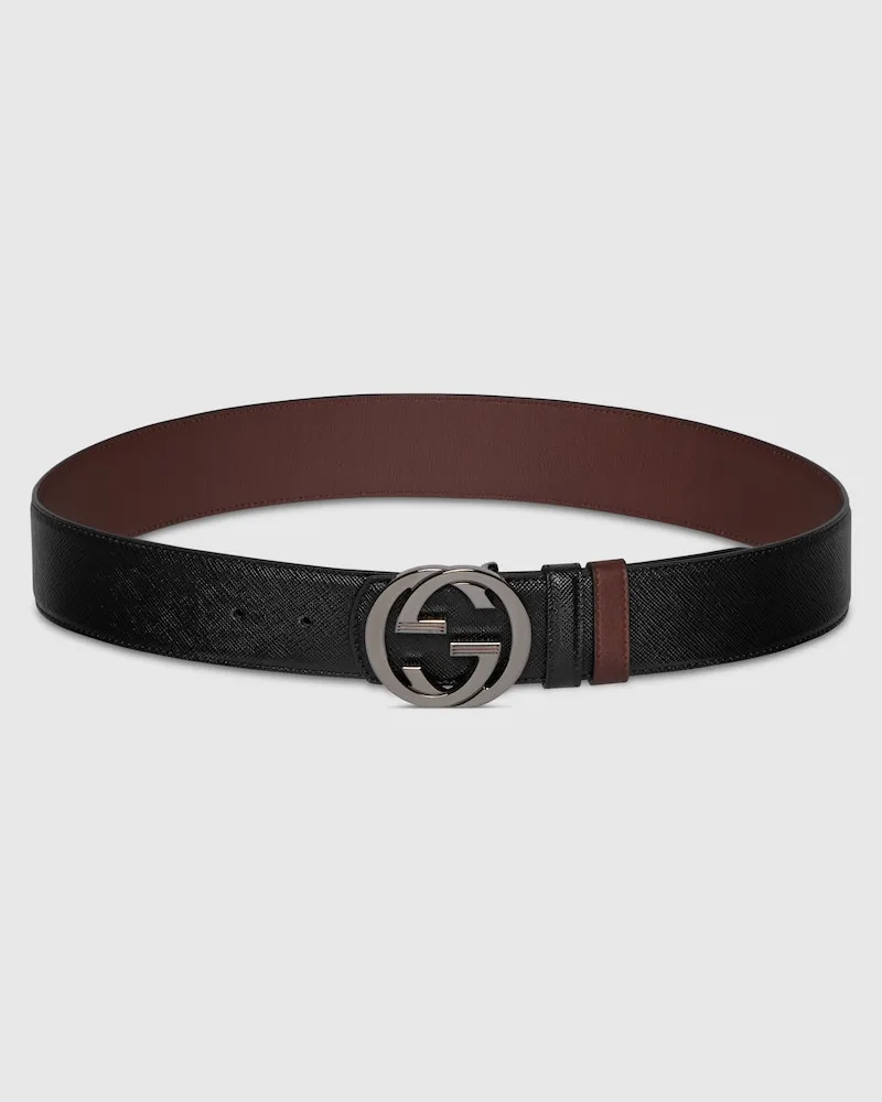 Gucci Wendbarer Gürtel Mit GG Schnalle Schwarz