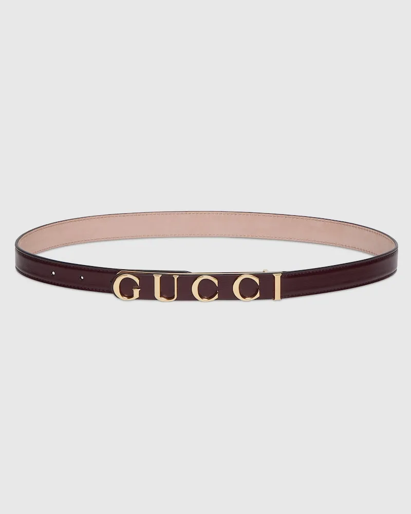 Gucci Schmaler Gürtel mit Logo Schnalle Bordeauxrot