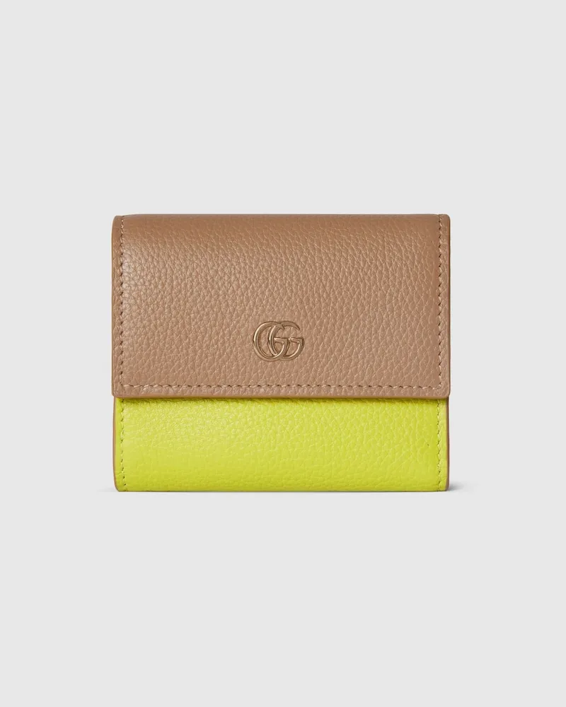 Gucci Zweifarbige GG Marmont Mini-Brieftasche Beige