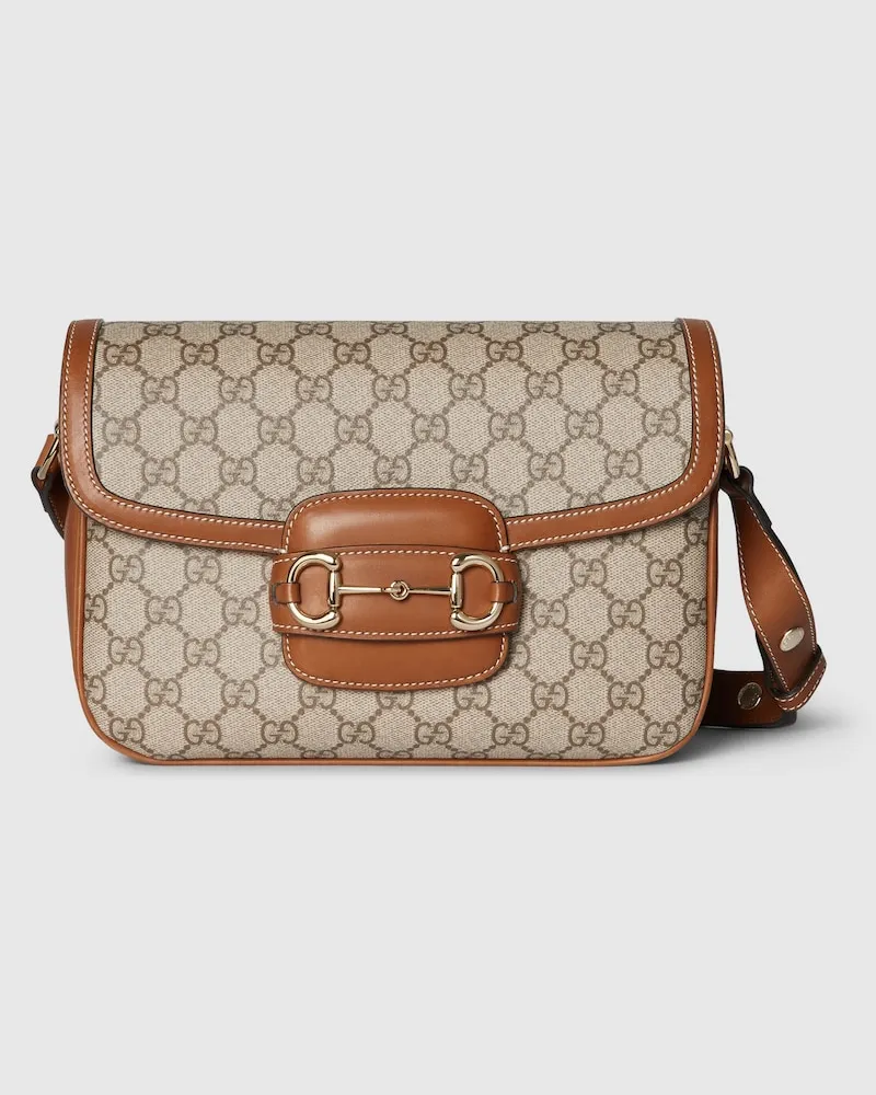 Gucci Mittelgroße Horsebit 1955 Soft Schultertasche Beige