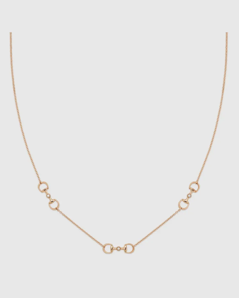 Gucci Horsebit Halskette Anhänger Diamant 18k Gold Roségold