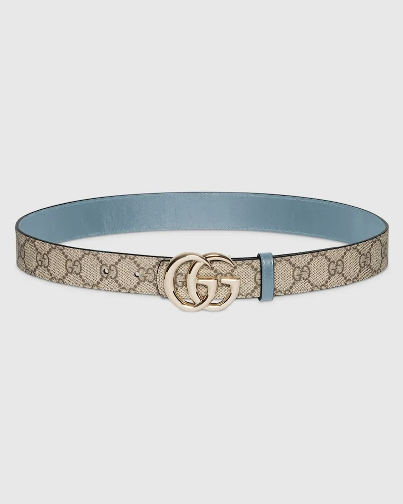 Gucci Wendbarer GG Marmont Gürtel, Größe 95 Beige