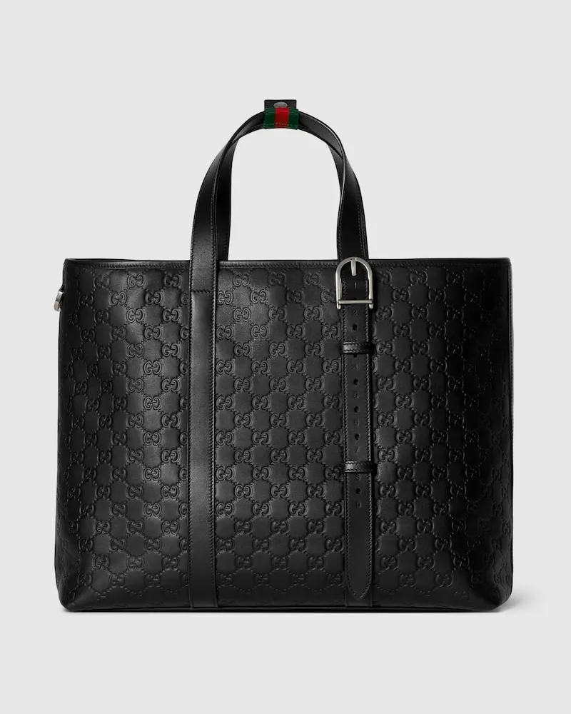 Gucci Großer GG Emblem Shopper Schwarz