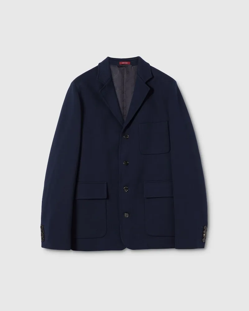 Gucci Einreihiges Jackett aus Baumwolljersey, Größe Blau