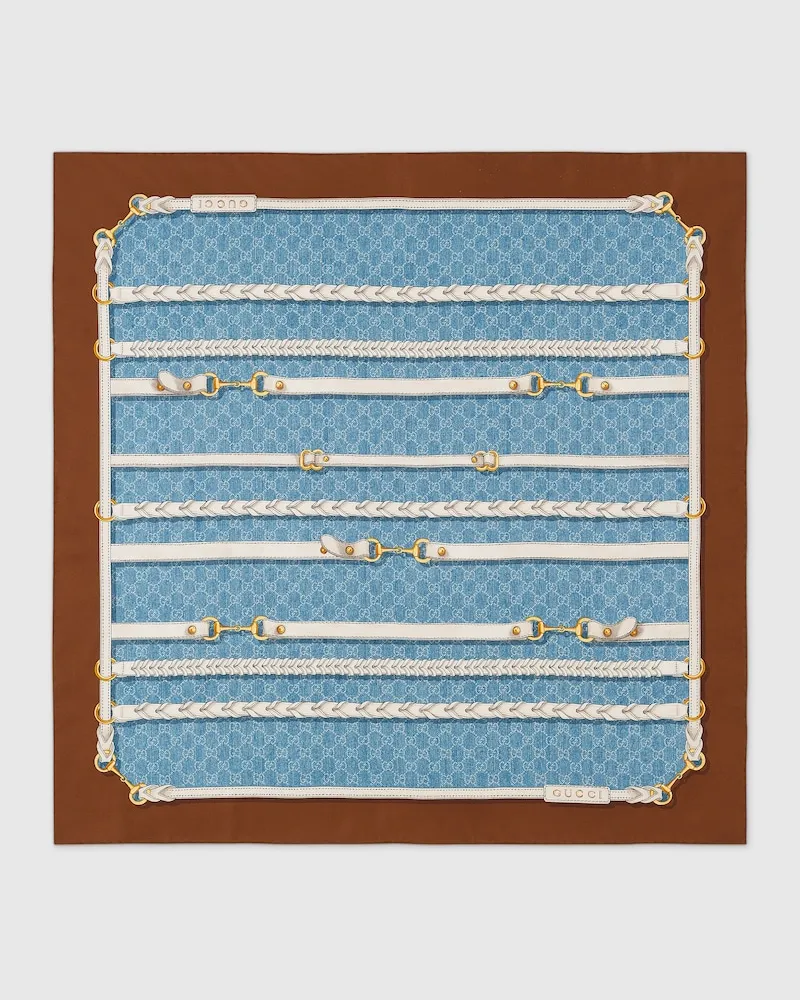 Gucci Vierecktuch aus Seidentwill Mit Print Blau