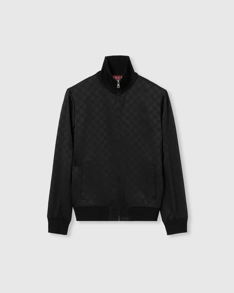 Gucci Jacke aus GG Jacquard Mit Reißverschluss, Größe Schwarz