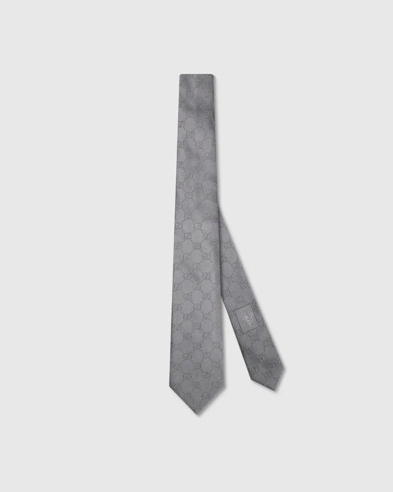 Gucci Krawatte aus GG Seidenjacquard Grau