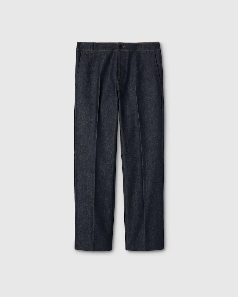 Gucci Hose aus Baumwolldenim Mit GG Einsätzen, Größe Blau