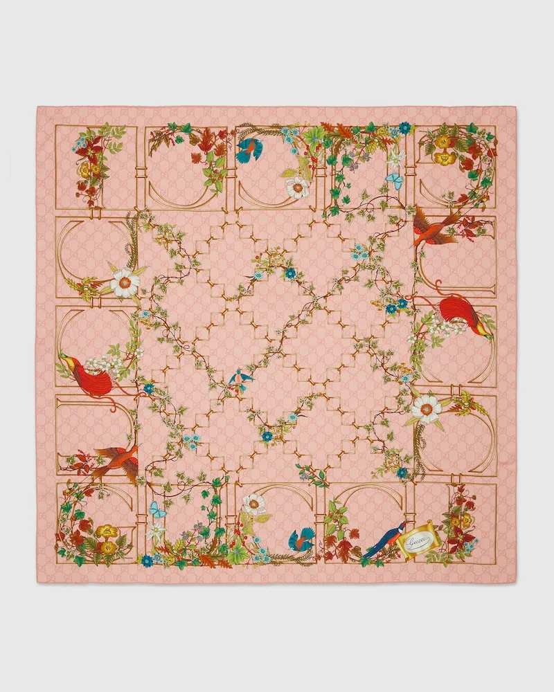 Gucci Vierecktuch aus Seidentwill Mit Print Pink