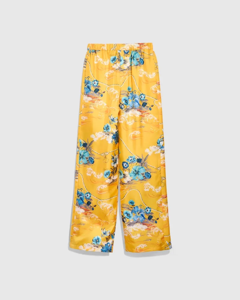 Gucci Freizeithose aus Seidentwill mit Print, Größe Gelb