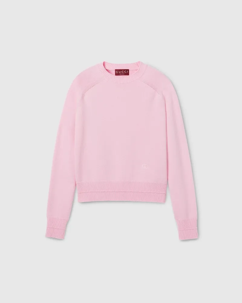 Gucci Pullover aus Wolle Und Kaschmir Mit Stickerei, Größe Pink