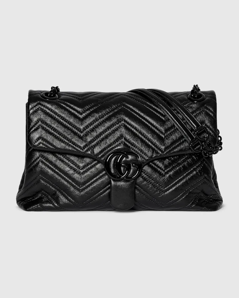 Gucci Mittelgroße GG Marmont Schultertasche Schwarz