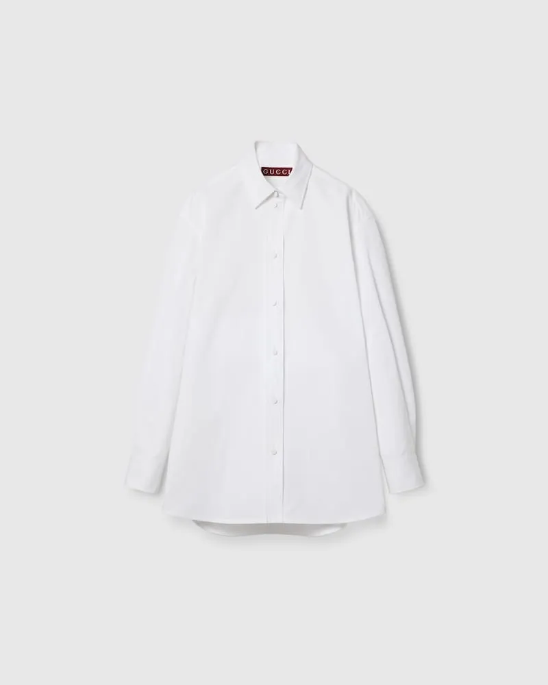 Gucci Bluse aus Baumwollpopeline Mit Innenband, Größe Weiß