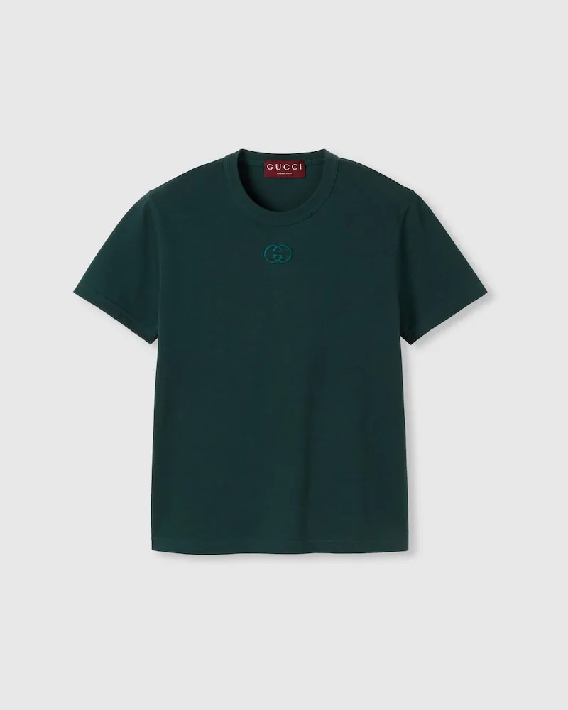 Gucci T-Shirt aus Mittelschwerem Baumwolljersey, Größe Grün
