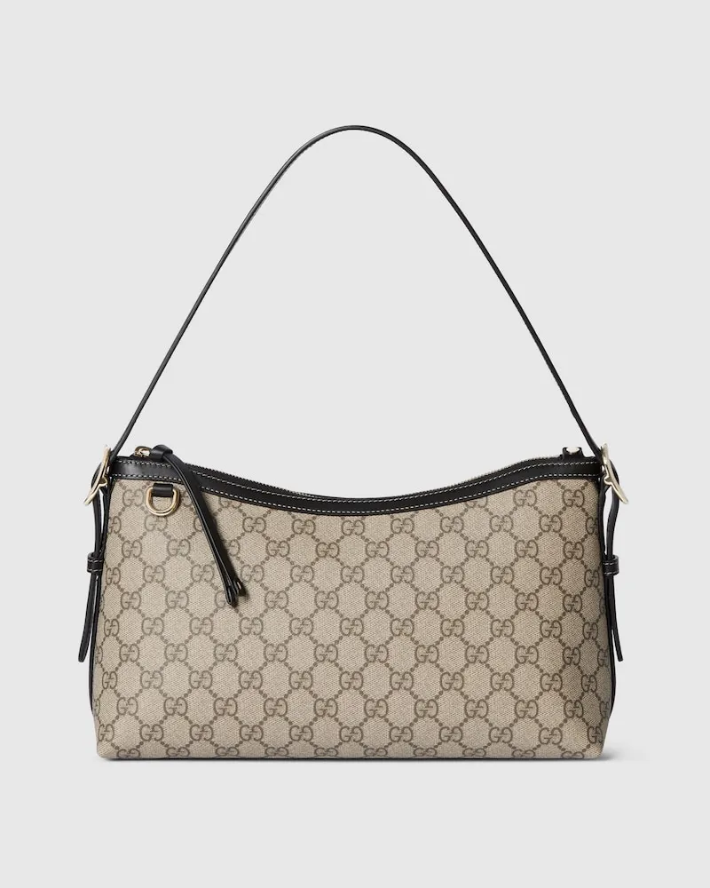 Gucci Mittelgroße GG Emblem Schultertasche Beige
