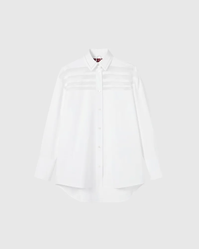 Gucci Bluse aus Baumwollpopeline Mit Stickerei, Größe Weiß