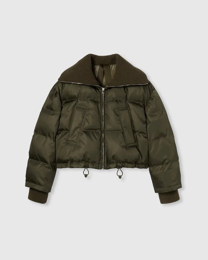 Gucci Puffer-Jacke aus Feinem Nylongabardine, Größe Grün