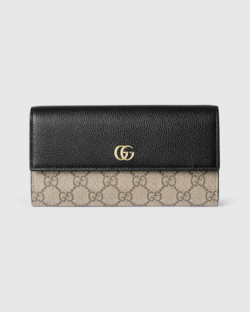 Gucci Zweifarbige GG Marmont Continental Brieftasche Schwarz