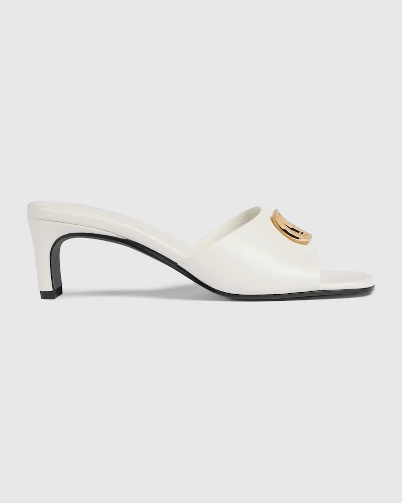 Gucci Damenpantolette mit Doppel G Weiß