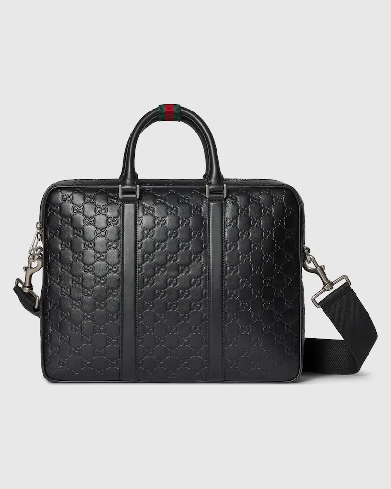 Gucci Große GG Emblem Aktentasche Schwarz