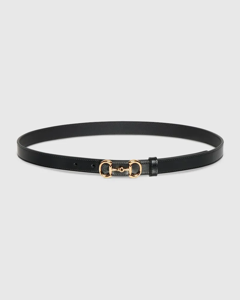 Gucci Schmaler Gürtel mit Horsebit-Schnalle Schwarz