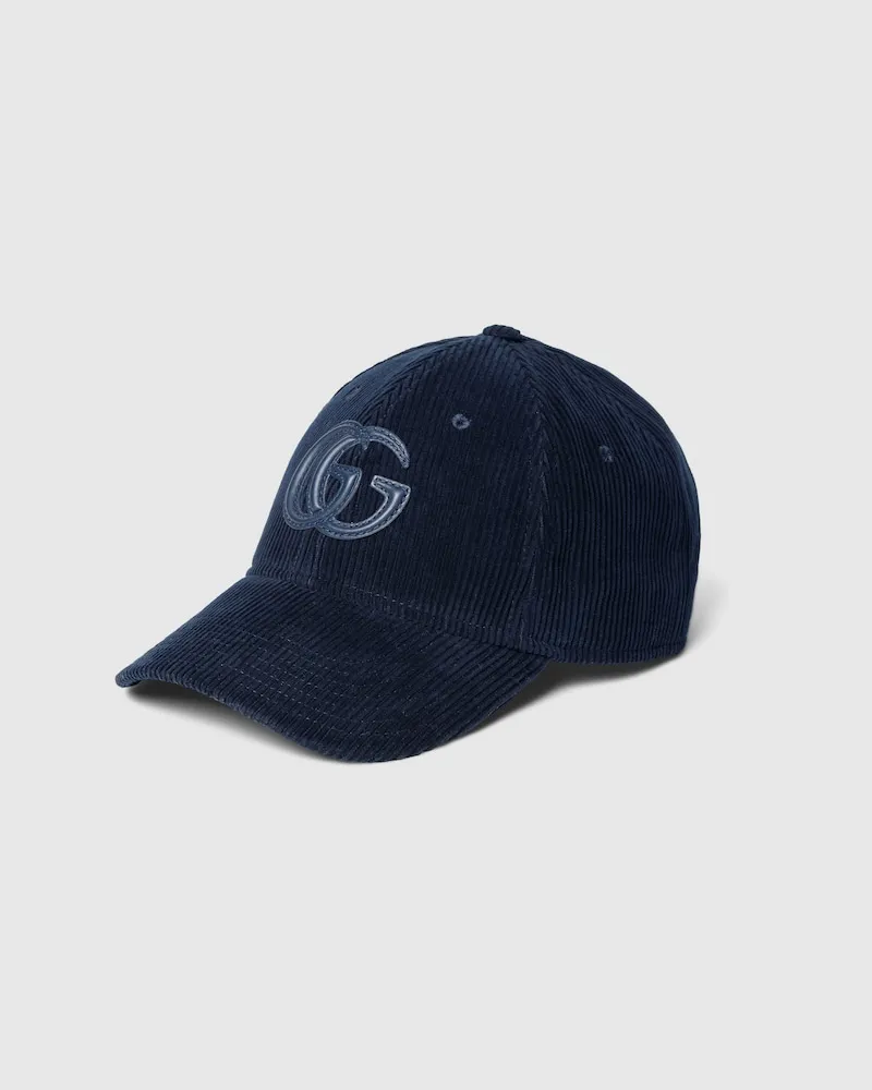 Gucci Baseballkappe aus Samt Mit Stickerei, Größe Blau
