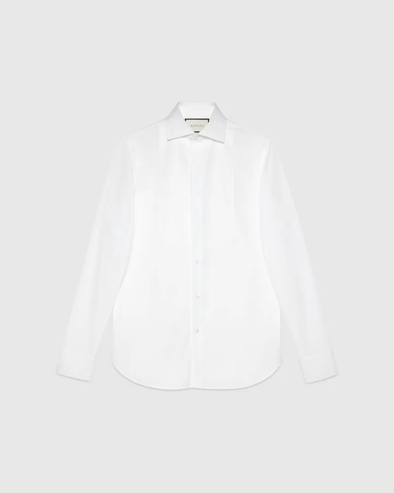 Gucci Hemd aus Sea Island-Baumwolle Mit Plastron, Größe Weiß