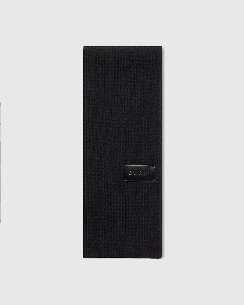 Gucci Schal aus Gerippter Wolle Schwarz