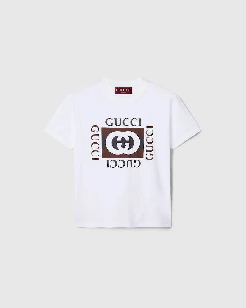 Gucci T-Shirt aus Baumwolljersey Mit Print, Größe Weiß