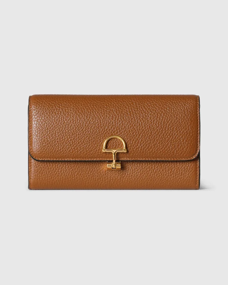 Gucci Softbit Continental Brieftasche Braun