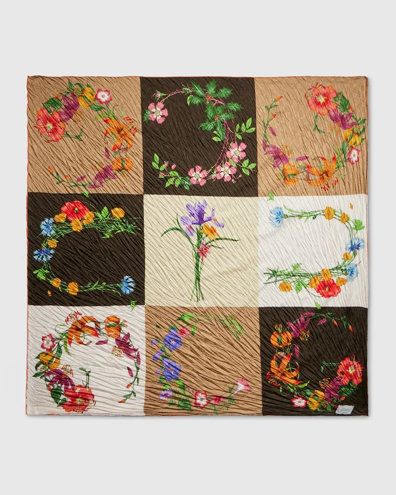 Gucci Halstuch aus Seide mit Print Braun