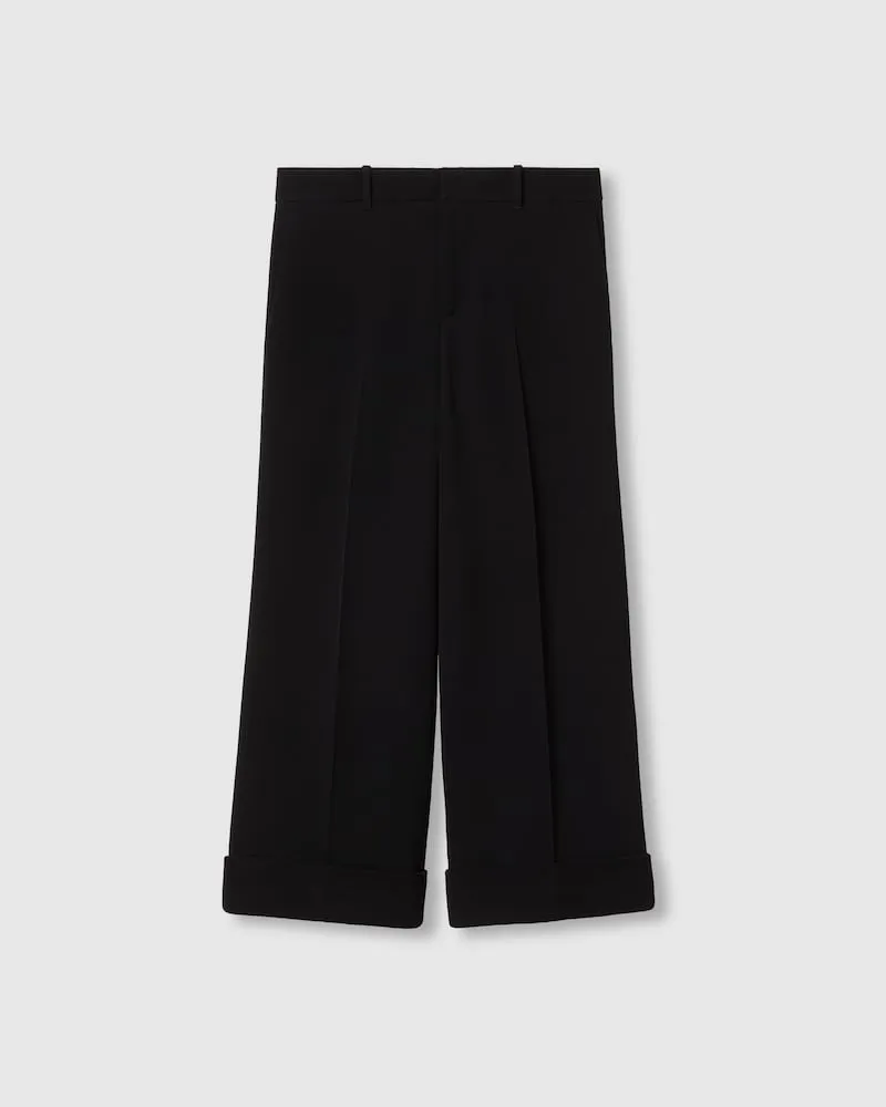 Gucci Hose aus Viskose-Sablé Mit Stickerei, Größe Schwarz