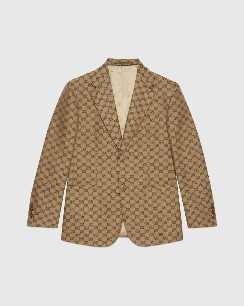 Gucci Jackett aus GG Canvas aus Leinenmischung, Größe Beige
