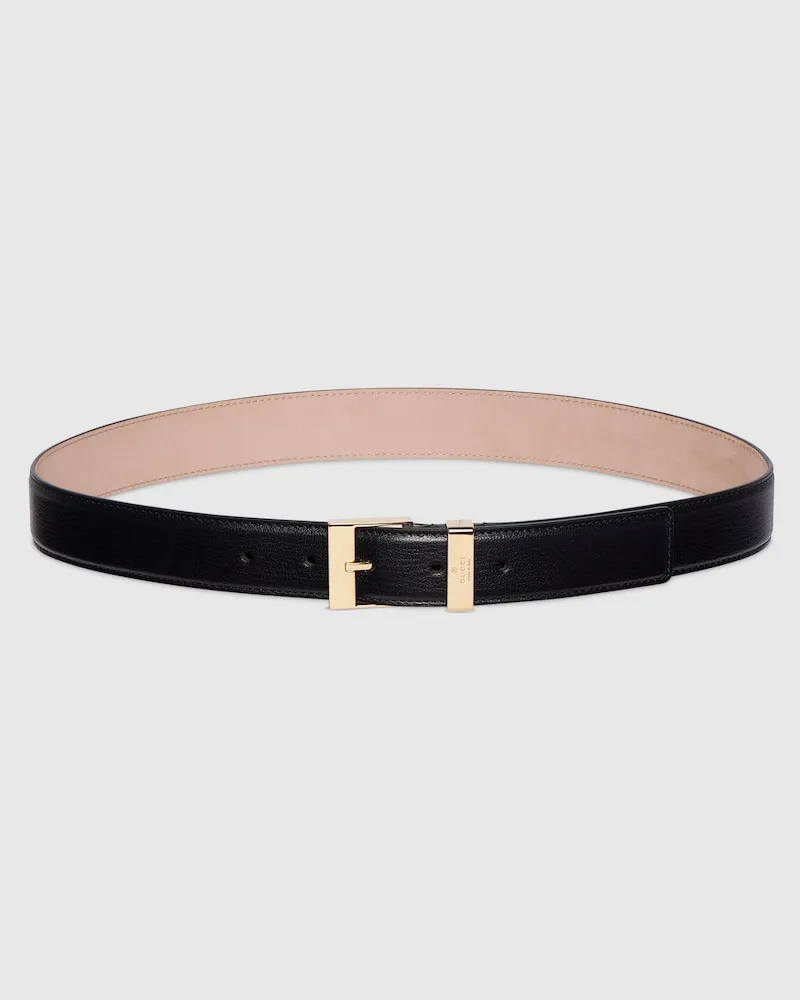 Gucci Gürtel mit Quadratischer Schnalle, Größe 95 Schwarz