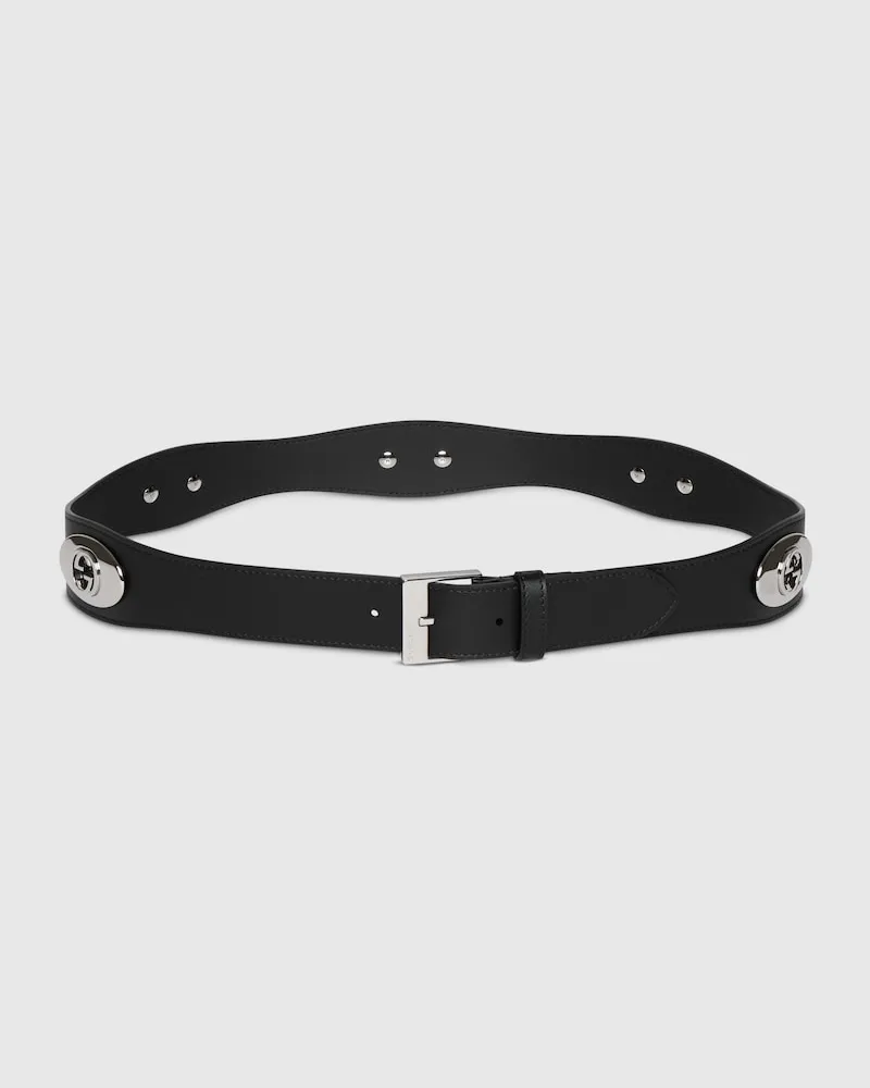 Gucci Gürtel Mit Quadratischer Schnalle, Größe 95 Schwarz