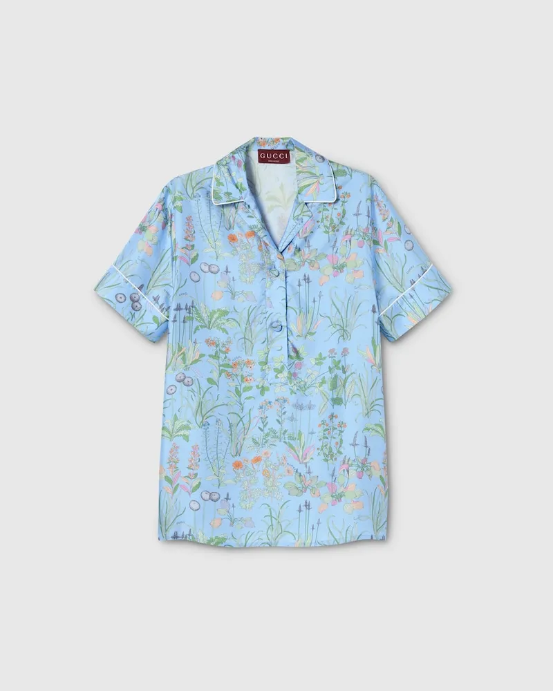 Gucci Bluse aus Seidentwill Mit Print, Größe Blau