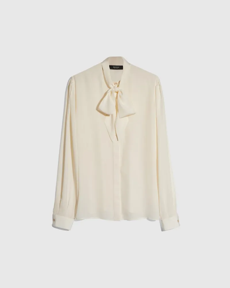 Gucci Bluse aus Seiden-Crêpe De Chine Weiß