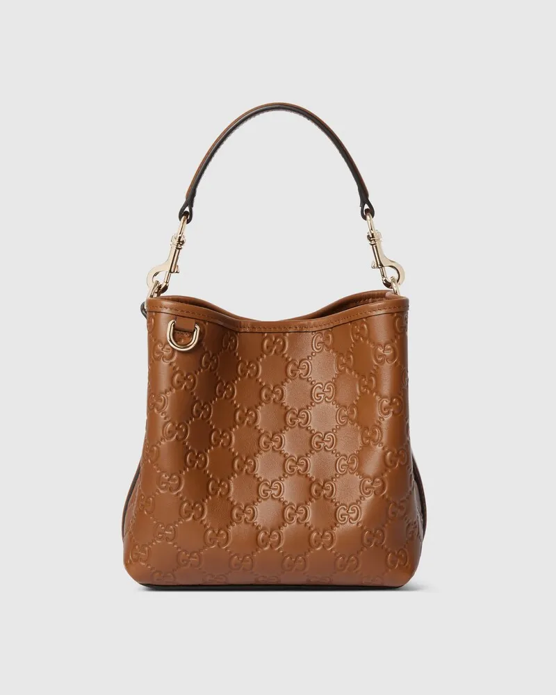 Gucci Kleine GG Emblem Bucket Bag Braun