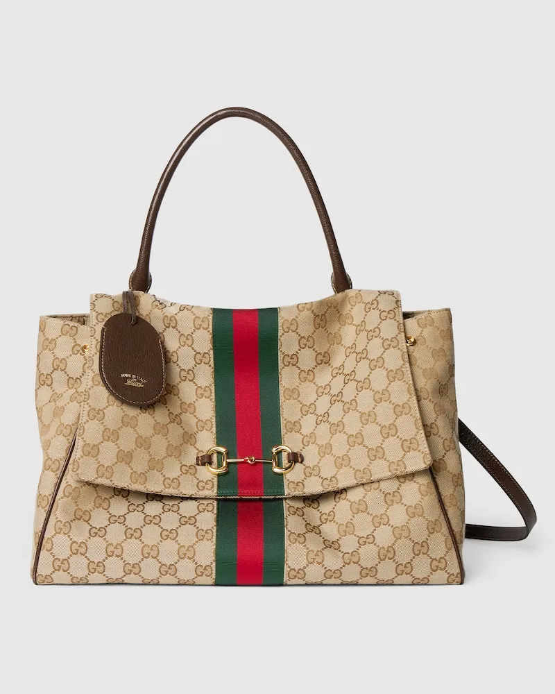 Gucci Große Paparazzo Henkeltasche Beige