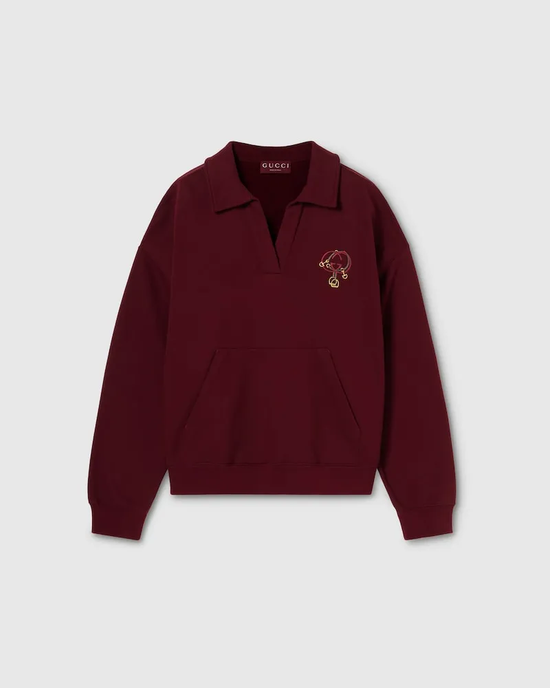 Gucci Sweatshirt aus Baumwolljersey Mit Stickerei, Größe Bordeauxrot