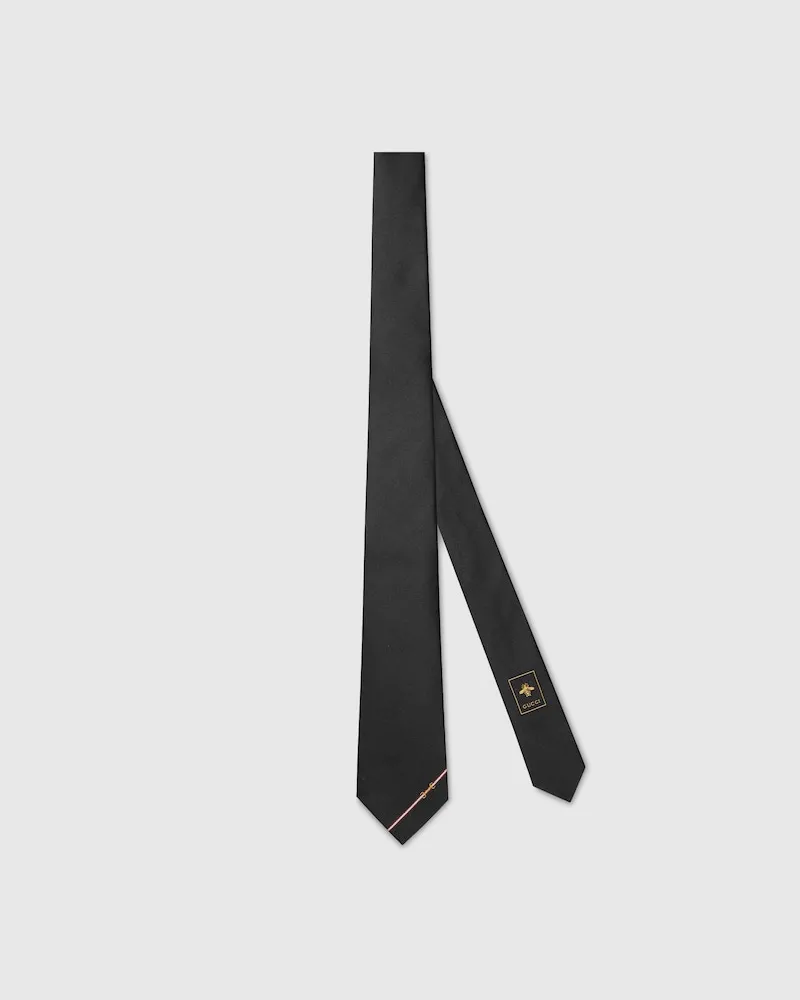 Gucci Krawatte aus Seide Mit Diagonalem Horsebit-Jacquard Schwarz