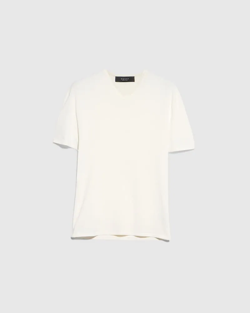 Gucci T-Shirt aus Technischem Strickgewebe, Größe Weiß
