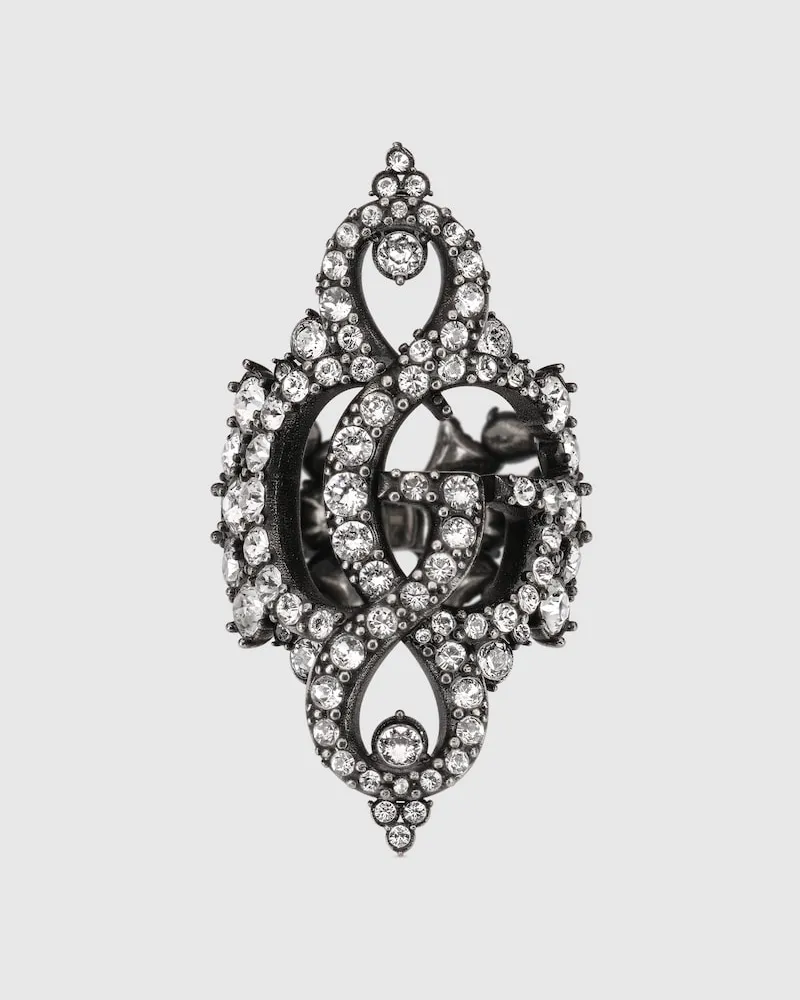 Gucci Breiter GG Marmont Ring mit Kristallen Undefined