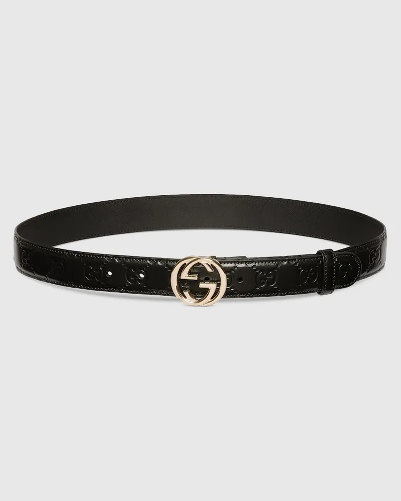Gucci Ceinture Avec Boucle GG Enlacés, Taille 95 Noir