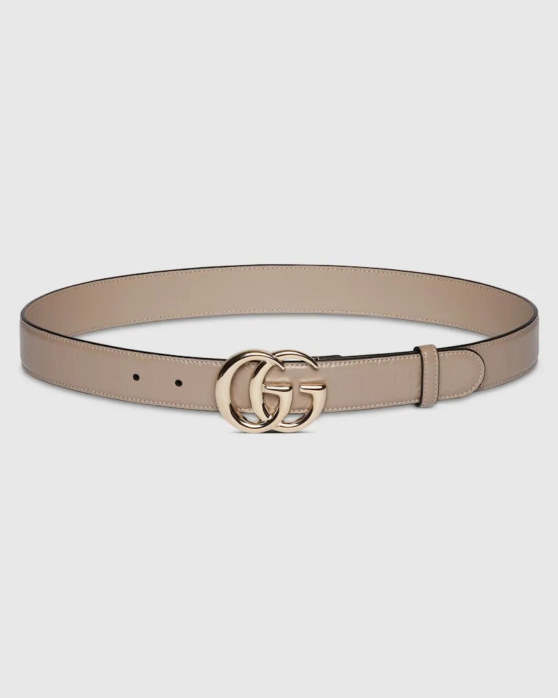 Gucci Schmaler GG Marmont Gürtel, Größe 95 Nude