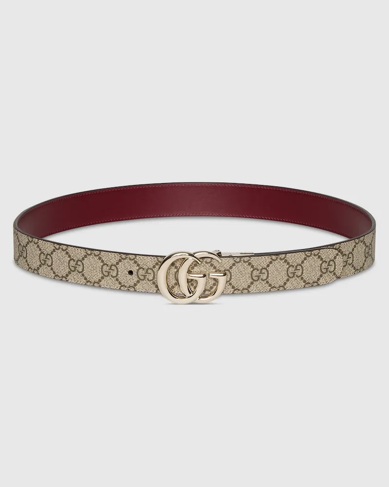 Gucci Breiter, Wendbarer GG Marmont Gürtel, Größe 95 Beige