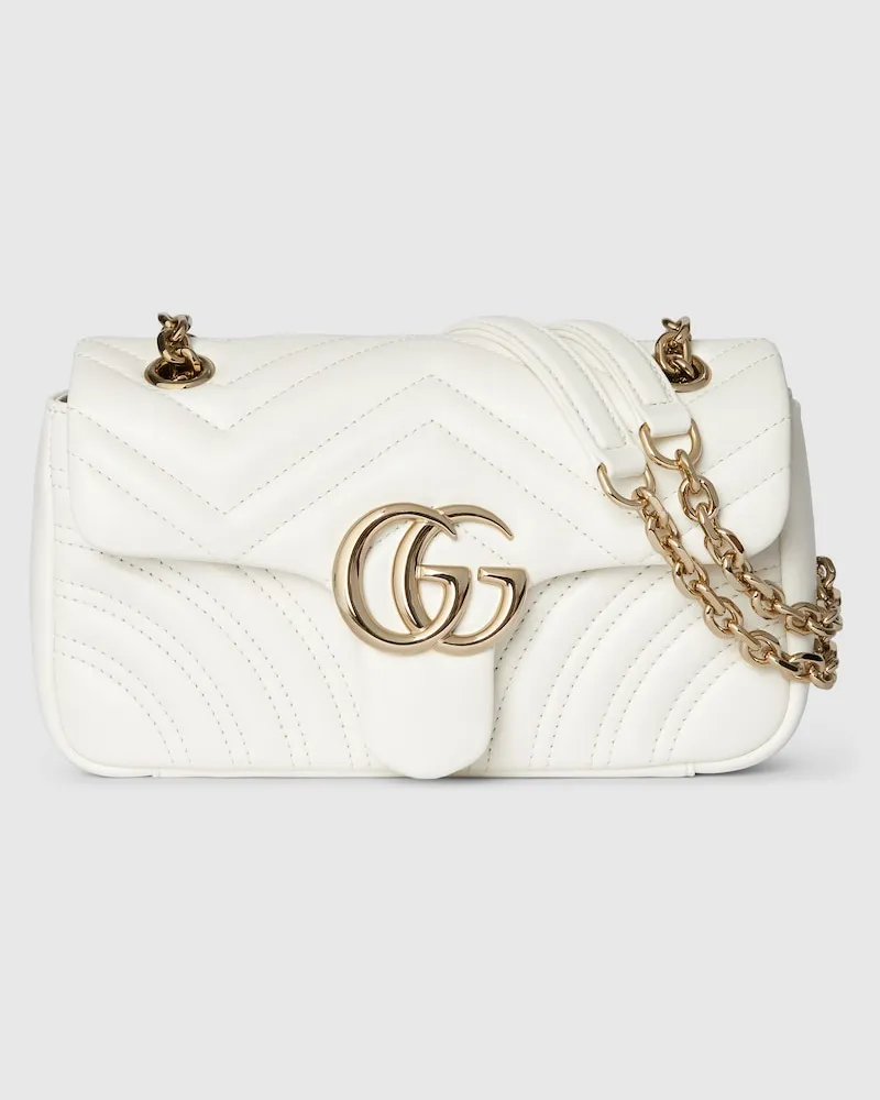 Gucci Kleine GG Marmont Schultertasche Weiß