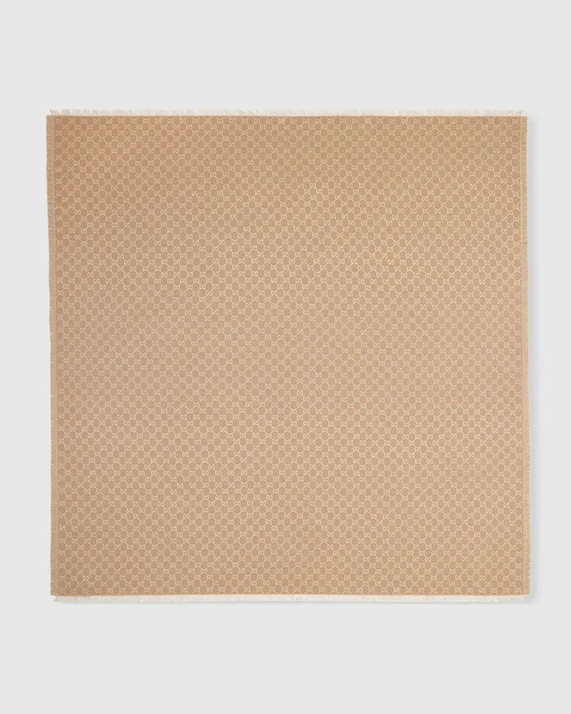 Gucci Halstuch aus Baumwolle Und Wolle Mit GG Lamé Beige