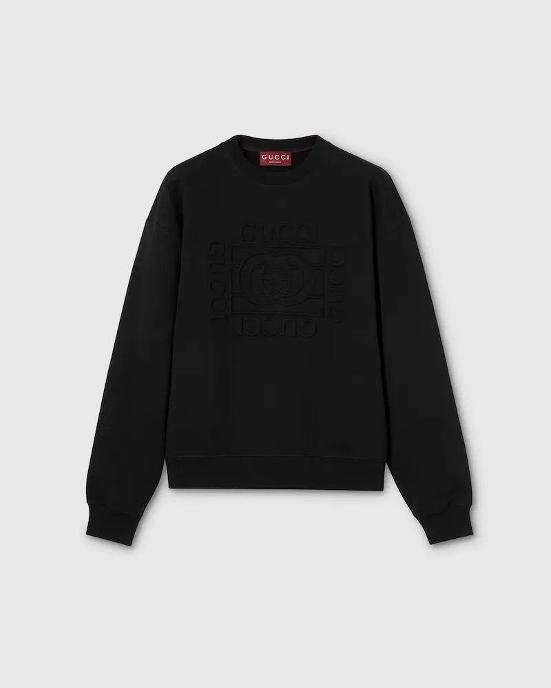 Gucci Sweatshirt aus Gebürstetem Baumwolljersey, Größe Schwarz